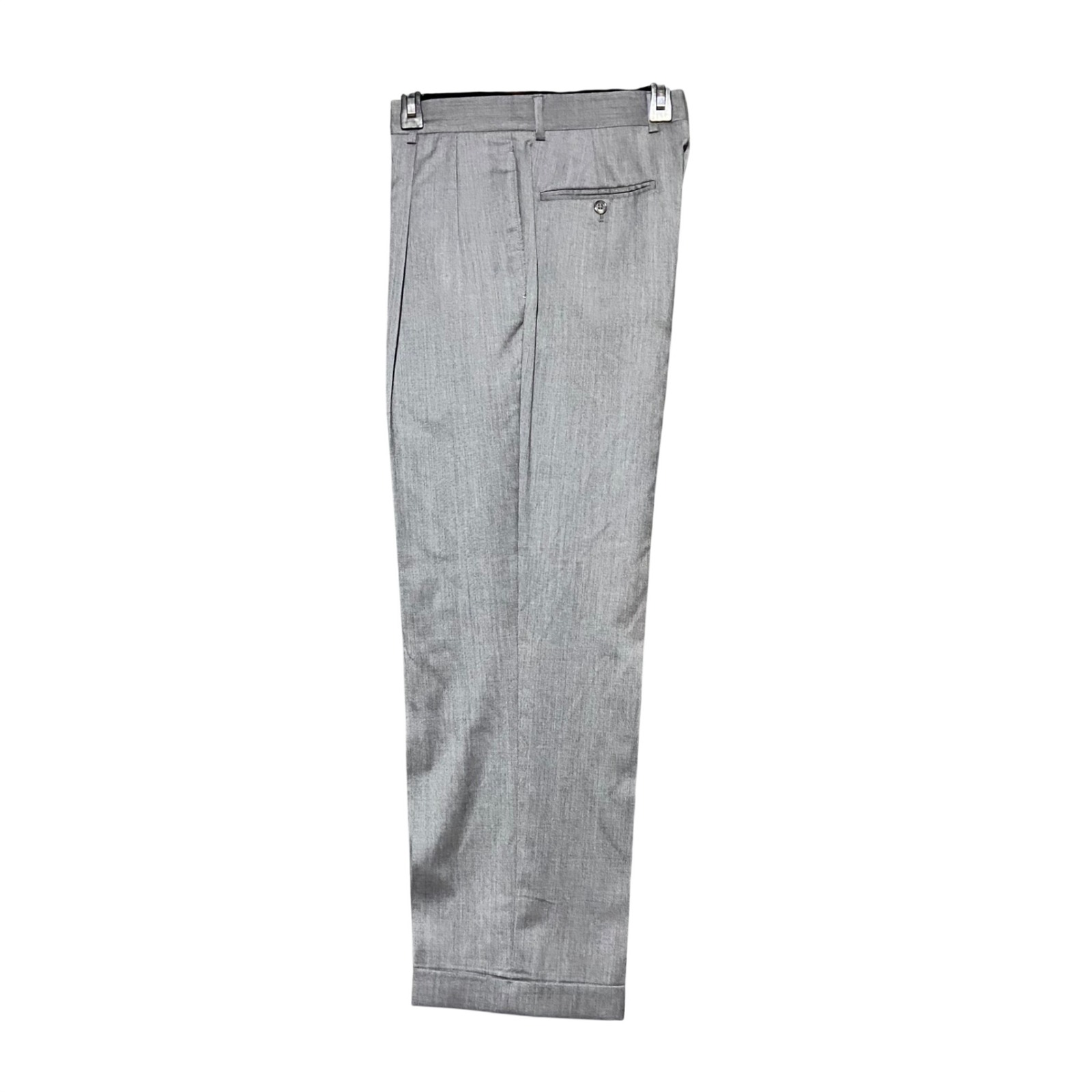 Jos A Bank Mens 30x28 Tailored Gray 100% Wool Pleated Cuffed Dress Pants
